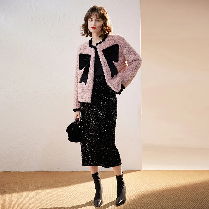 LOUISY AO Velvet feel Coat Women's Pink-2