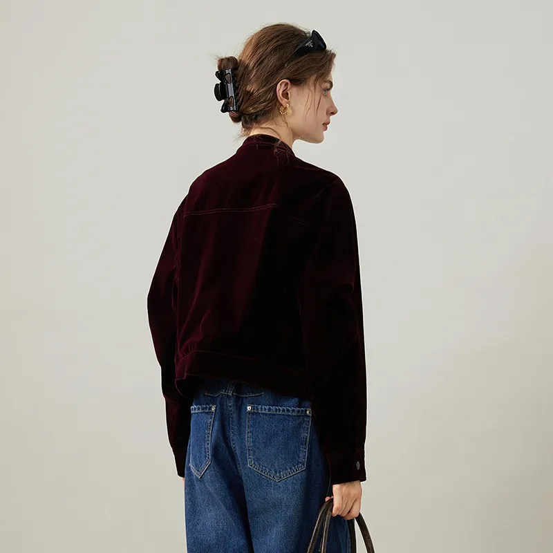 LOUISY AO Cropped Coats Women's Burgundy-4