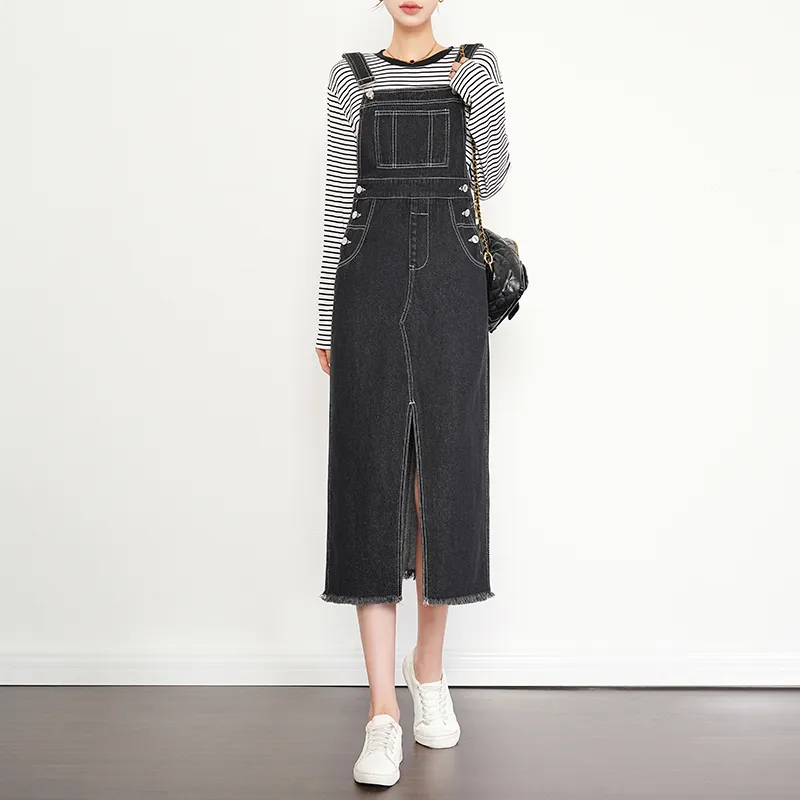 LOUISY AO Denim Long Skirts Women's Black-2