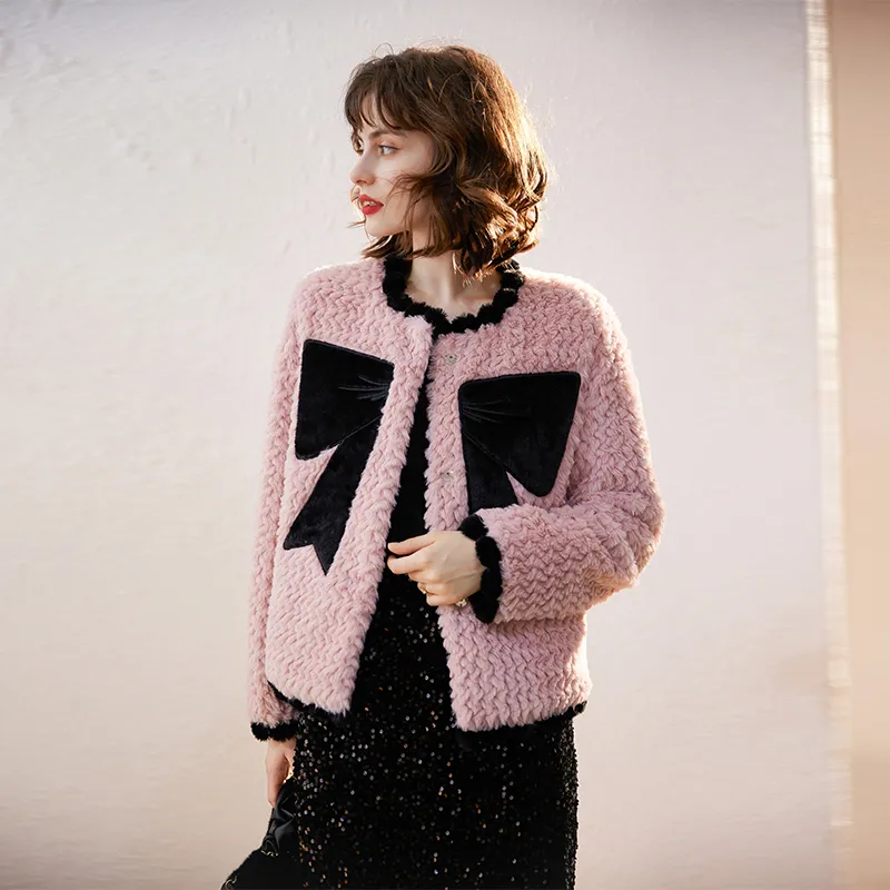 LOUISY AO Velvet feel Coat Women's Pink-3