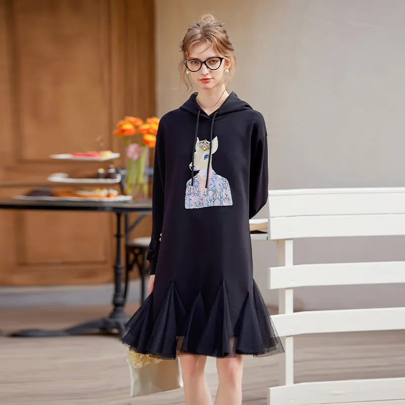 LOUISY AO Long Sleeved Dresses Women's Black-3