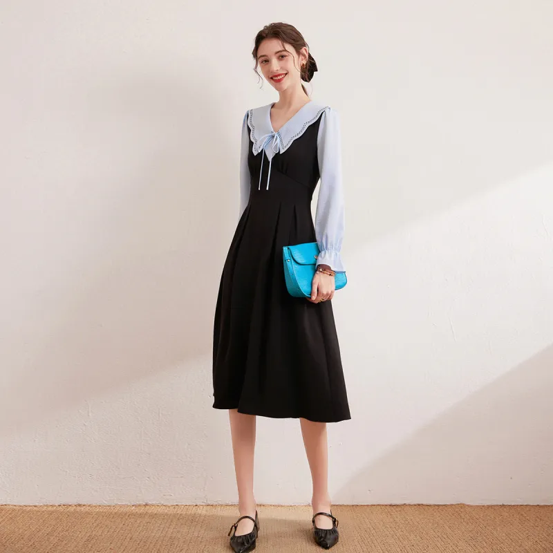LOUISY AO Long Sleeved Dresses Women's Black & Blue-4