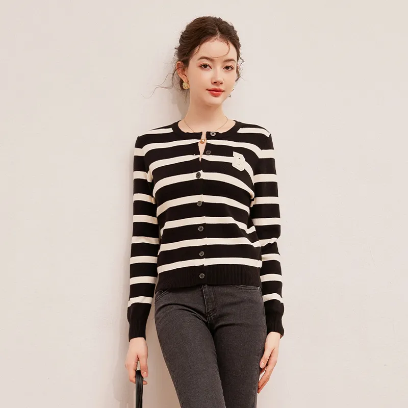 LOUISY AO Knitwear Women's Black White Stripes-2