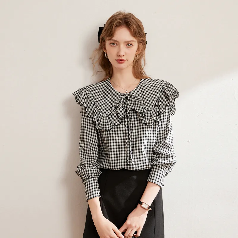 LOUISY AO Shirt Women's Black White Plaid-2
