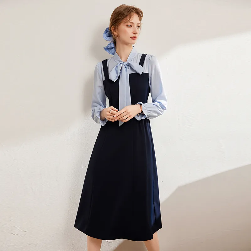 LOUISY AO Long Sleeved Dress Women's Blue-1