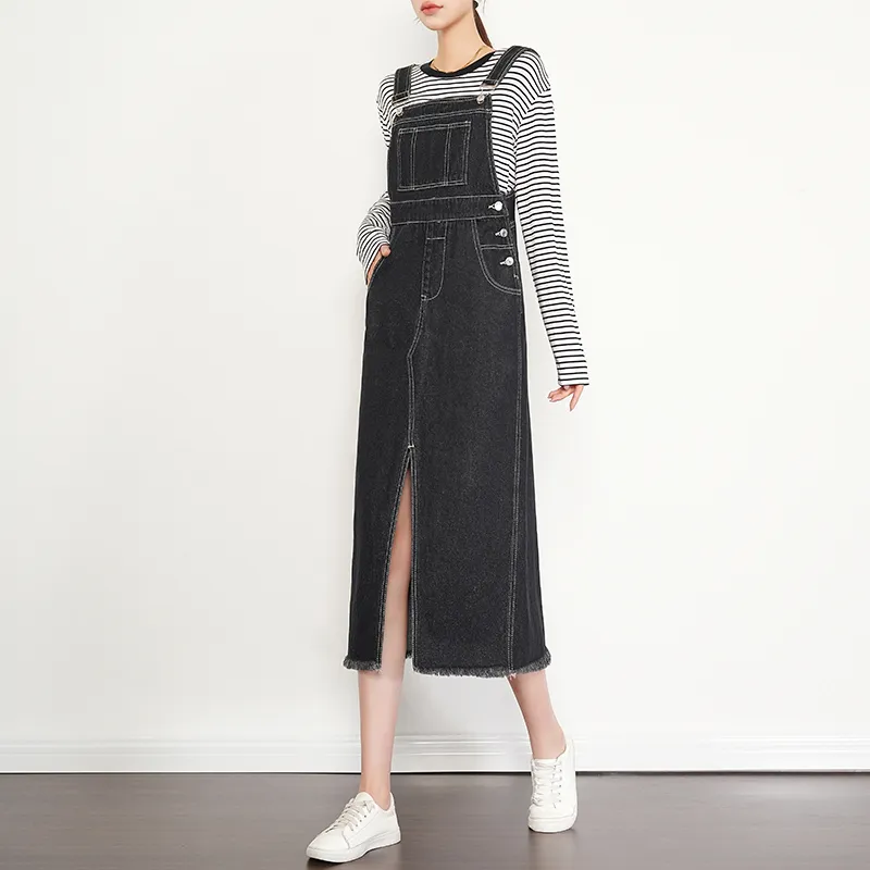 LOUISY AO Denim Long Skirts Women's Black-4