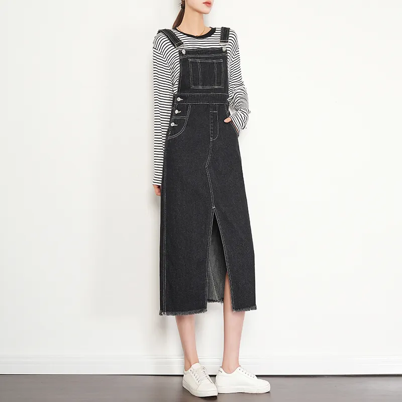 LOUISY AO Denim Long Skirts Women's Black-3