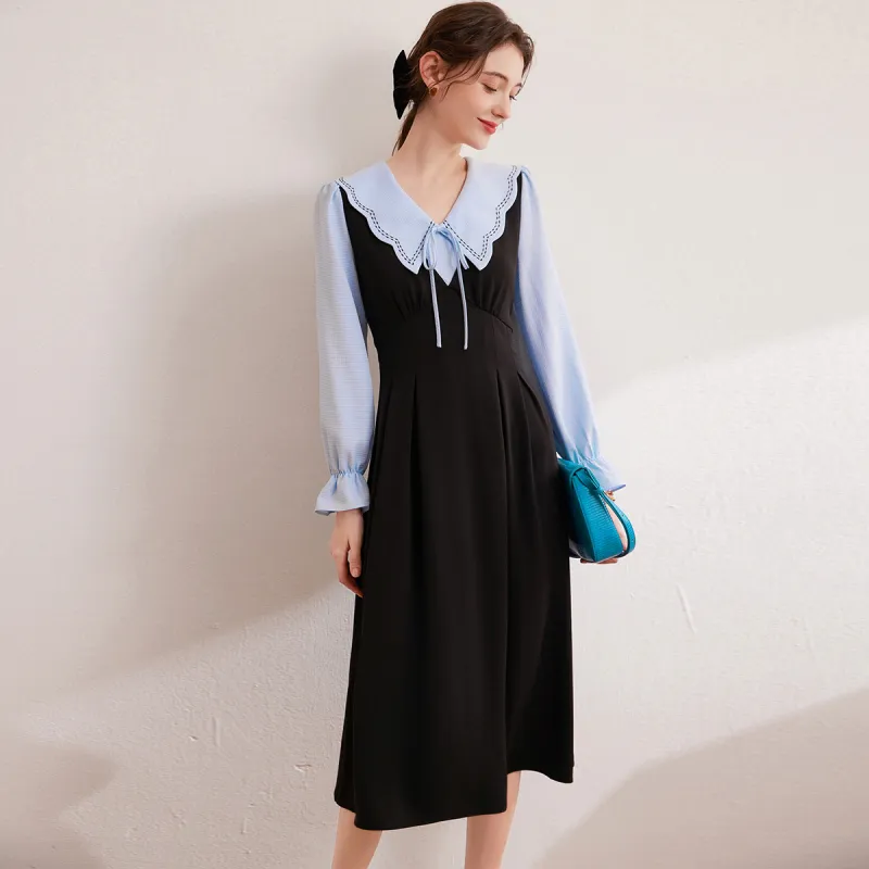 LOUISY AO Long Sleeved Dresses Women's Black & Blue-2