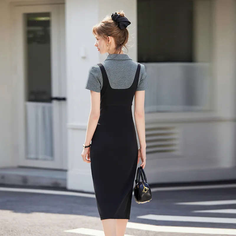 LOUISY AO Short Sleeved Dress Women's Black & Gray-5
