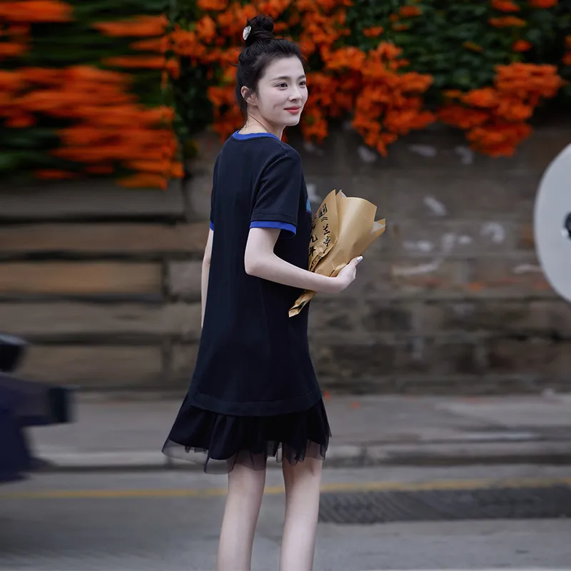 LOUISY AO Short Sleeved Dress Women's Navy Blue-5