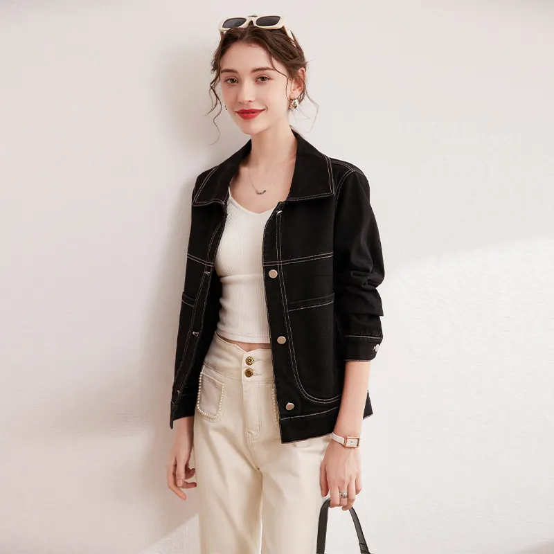 LOUISY AO Denim Jacket Women's Black-4