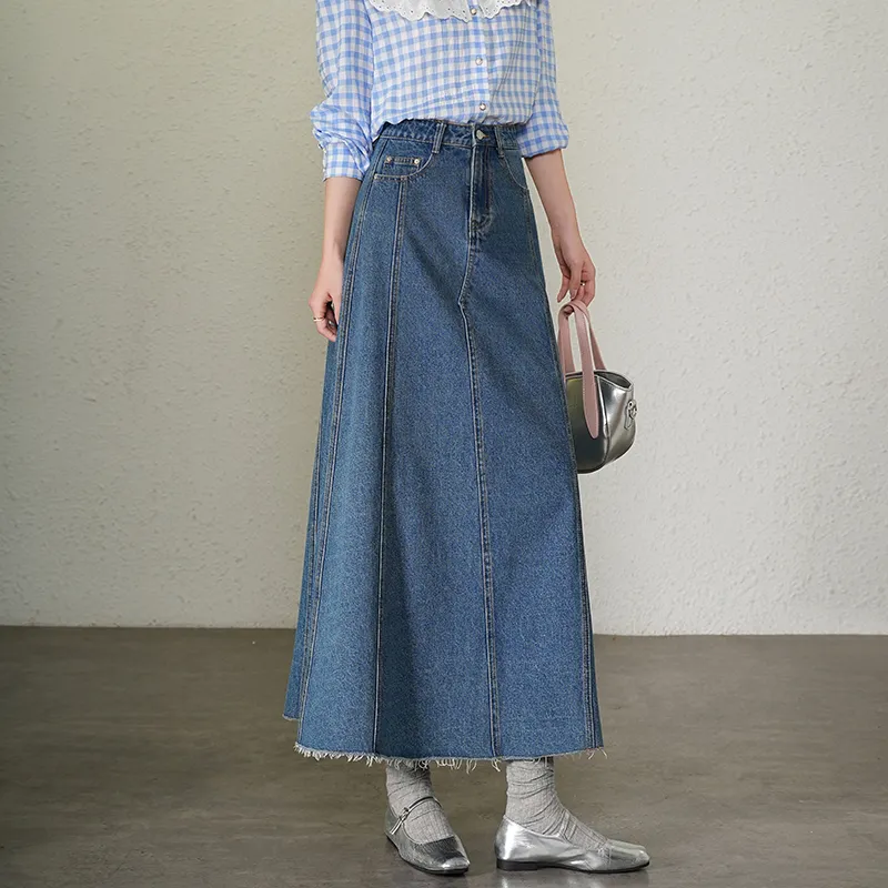 LOUISY AO Denim Long Skirt Women's Blue-2
