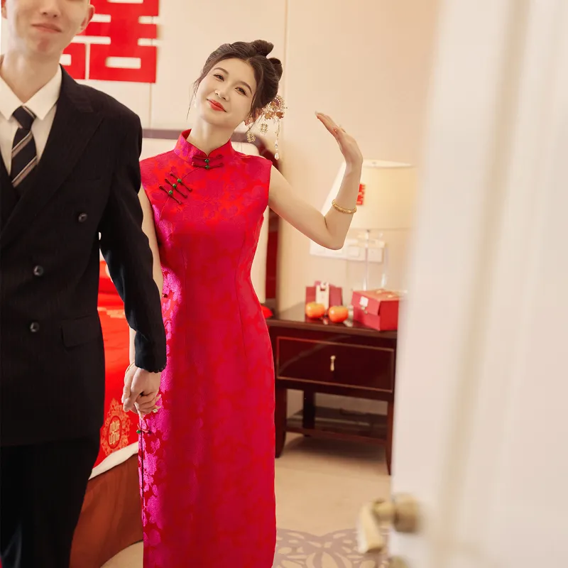 Clothes Cut By Time Cheongsam Women's Dark Pink-2