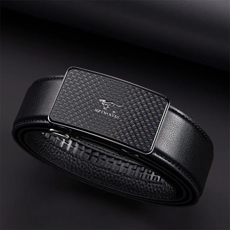 SEPTWOLVES Genuine Cow Leather Automatic Buckle Belt Men's Width 3.5CM-3