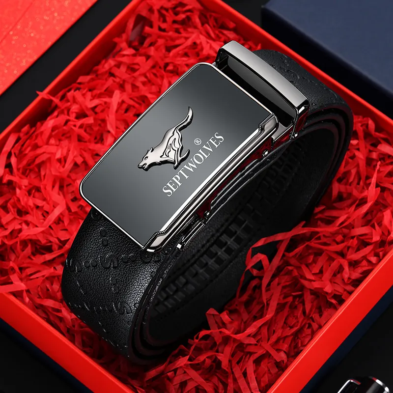 SEPTWOLVES Cow Leather Leather Belts Men's Width  3.5cm-3