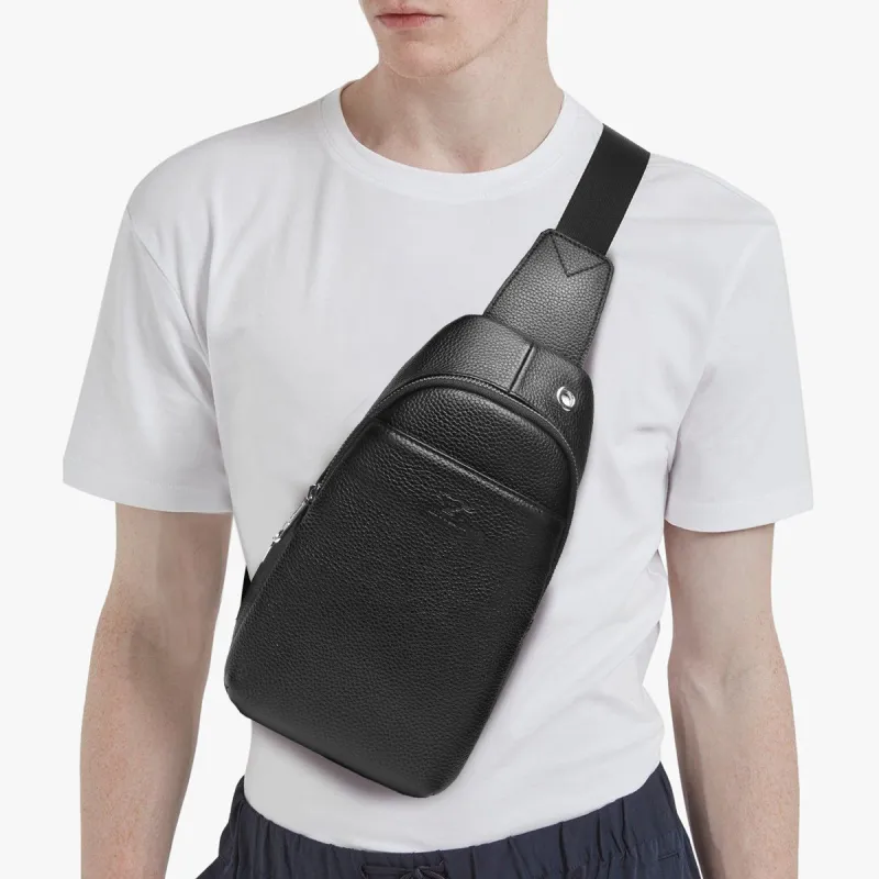 SEPTWOLVES Cow Leather Sling Bag Regular Men's Black-3