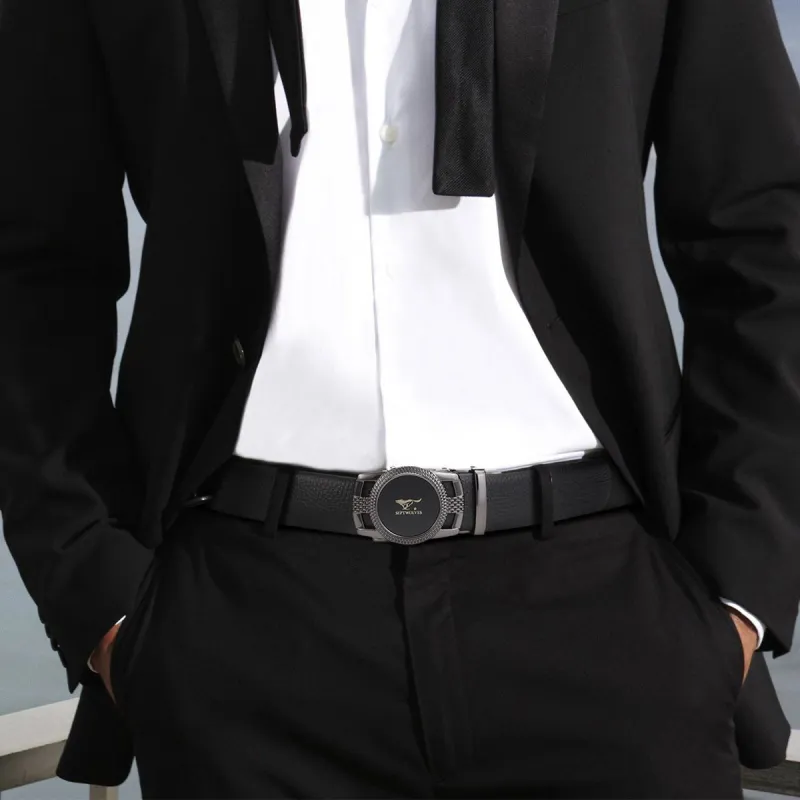 SEPTWOLVES Authentic Casual Business Leather Belt Leather Belts Men's Width  3.5cm-5
