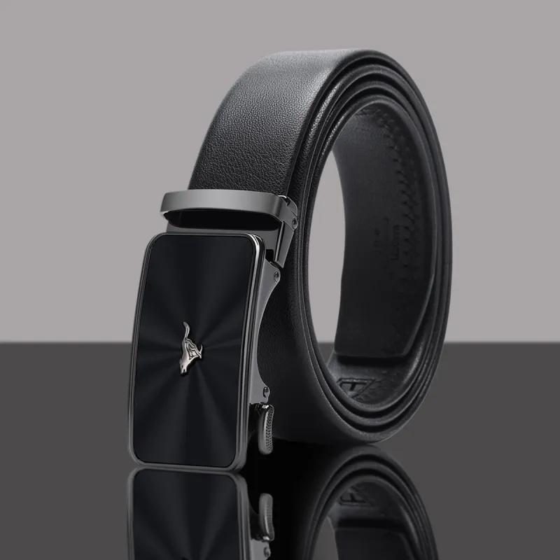 SEPTWOLVES Automatic Buckle Elastic Pants Belt Leather Belts Men's Width  3.5cm-4