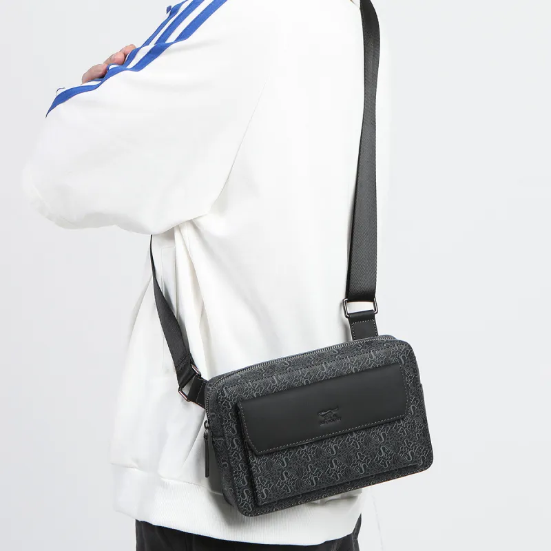 SEPTWOLVES Cow Leather Shoulder Bag Crossbody Bag Regular Men's Black-3