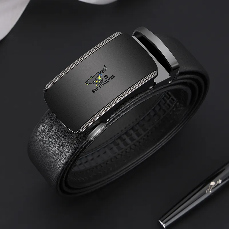 SEPTWOLVES Cow Leather Fashion Belt Men's Width 3.5CM-5