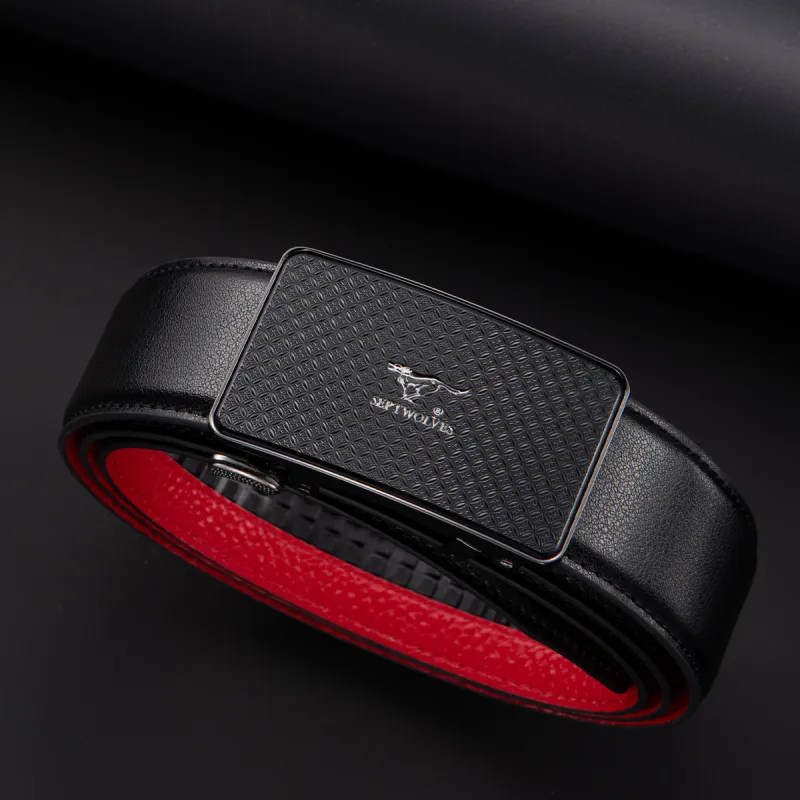 SEPTWOLVES Genuine Cow Leather Automatic Buckle Belt Men's Width 3.5CM-7