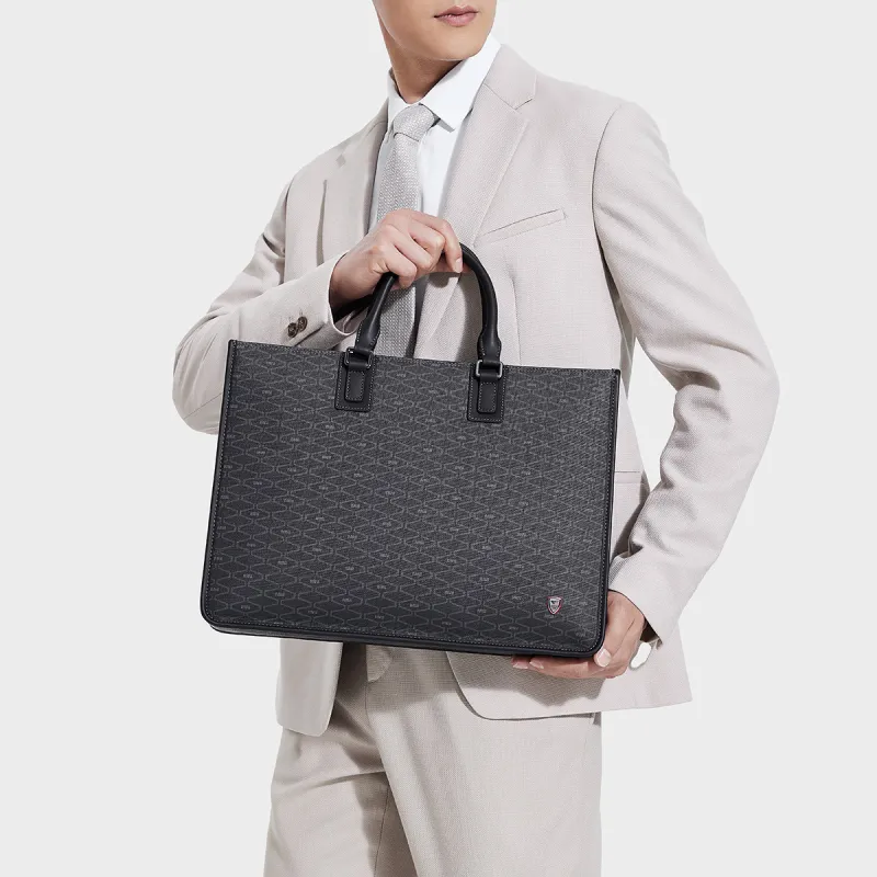 SEPTWOLVES Artificial Leather Briefcases Handbags Regular Men's Black-4