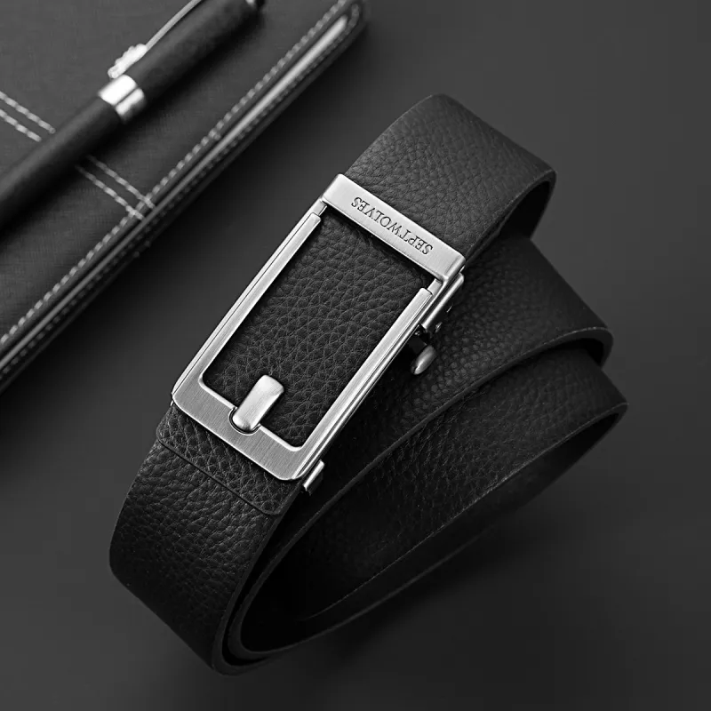 SEPTWOLVES Cow Leather No Tooth Automatic Buckle Belt Men's Width 3.4cm-5