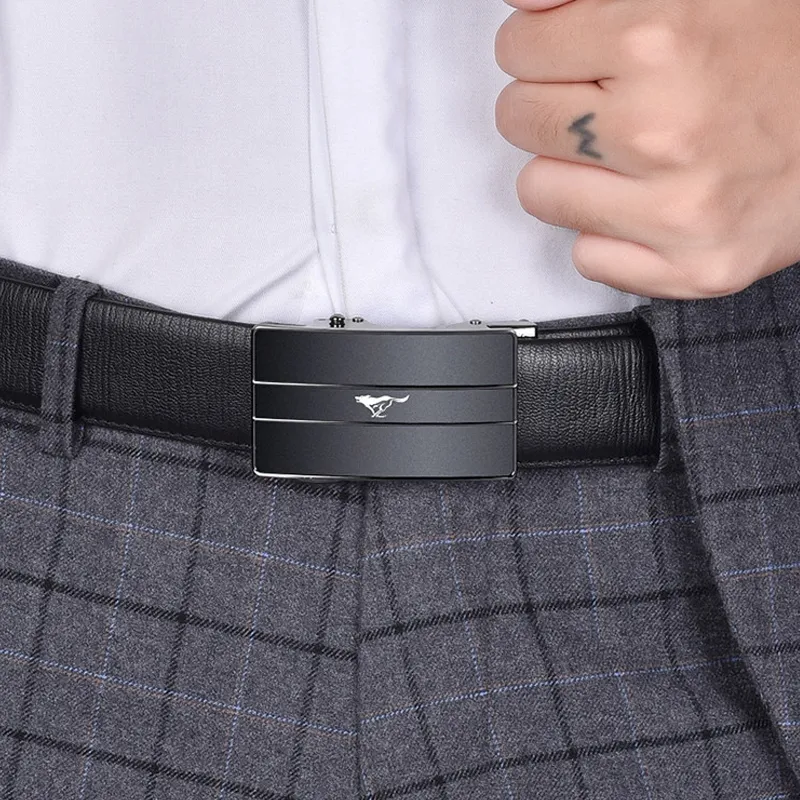 SEPTWOLVES Trendy Suit Trouser Cow Leather Belts Men's Width 3.5CM-1