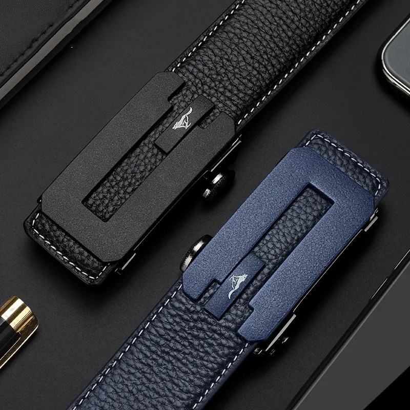 SEPTWOLVES Business Casual Automatic Buckle Leather Belts Men's Width  3.5cm-5