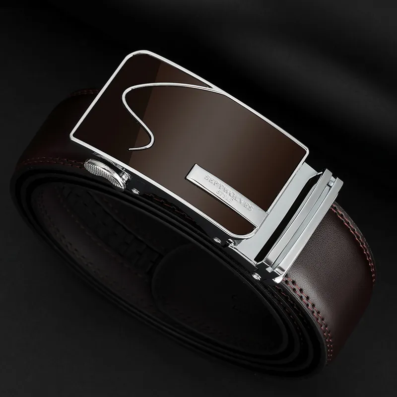 SEPTWOLVES Automatic Buckle Business Niche Cow Leather Leather Belts Men's 3.5CM-3