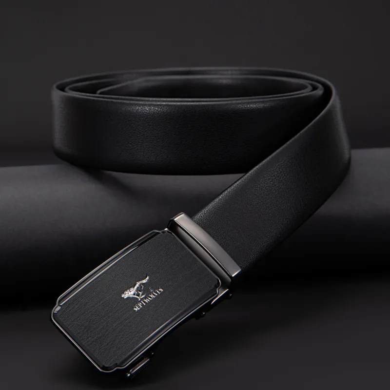 SEPTWOLVES Split Cow Leather With Transferred Pattern Leather Belts Men's Width 3.5cm-2