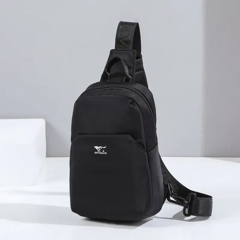 SEPTWOLVES Fabric Sling Bag Men's Black-3