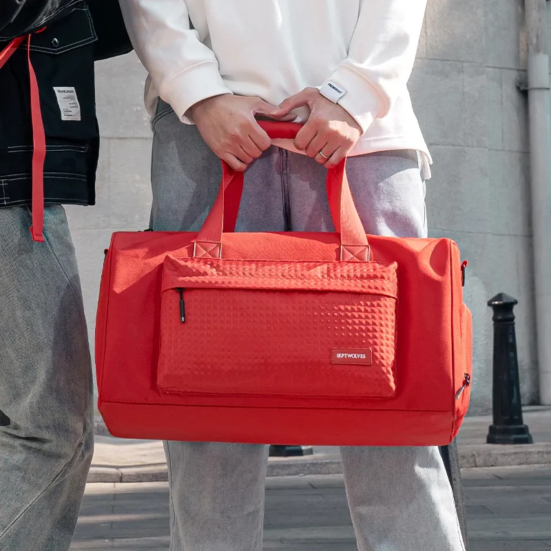 SEPTWOLVES Fabric Travel Bag Large Size Unisex Red-4