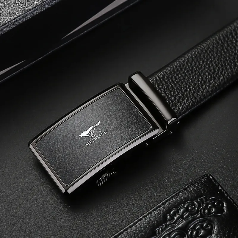 SEPTWOLVES Cow Leather Leather Belts Men's Width 3.5CM-2