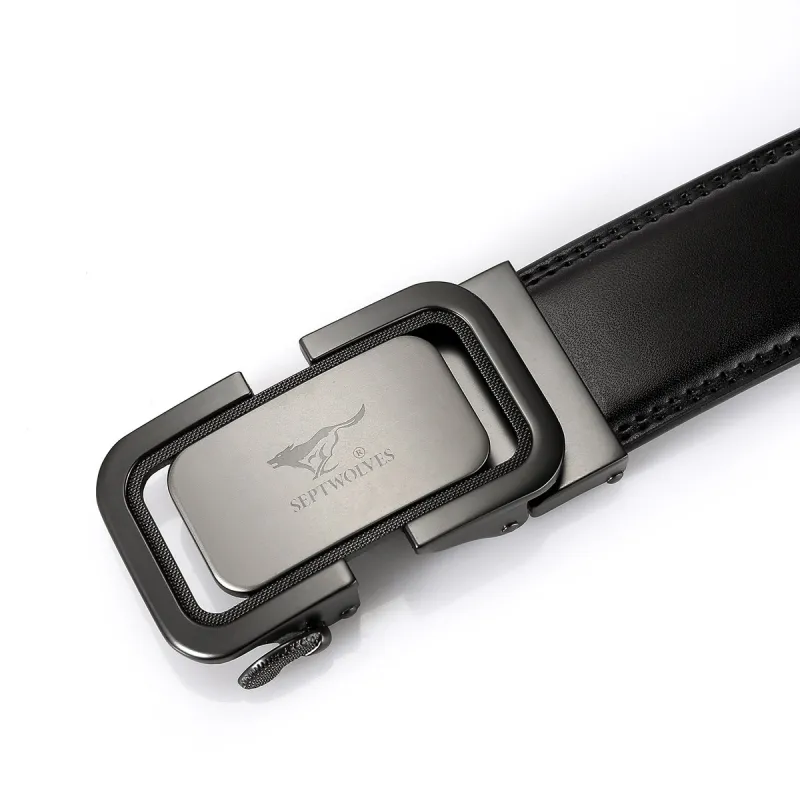 SEPTWOLVES Genuine Leather Automatic Buckle Belt Men's Width 3.5CM-2