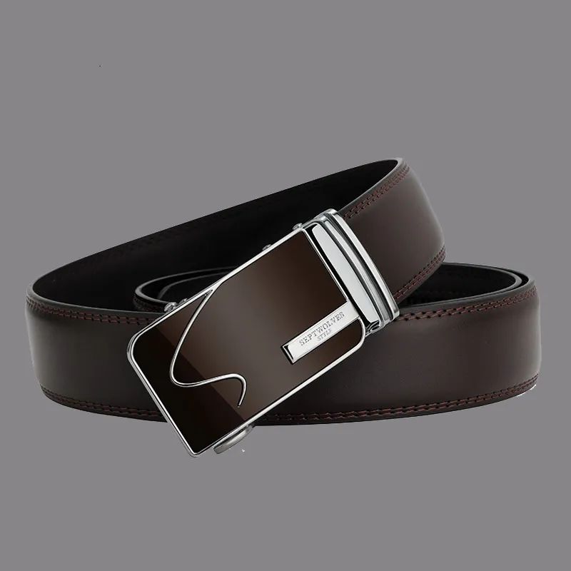 SEPTWOLVES Automatic Buckle Business Niche Cow Leather Leather Belts Men's 3.5CM-4