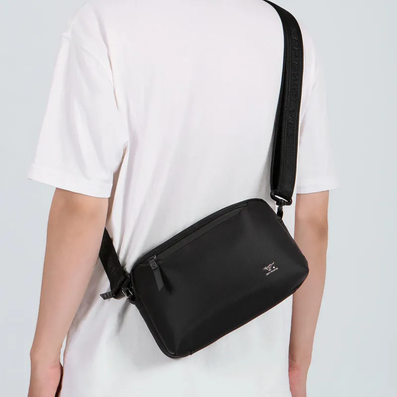 SEPTWOLVES Fabric Crossbody Bag Medium Size Men's Black-4