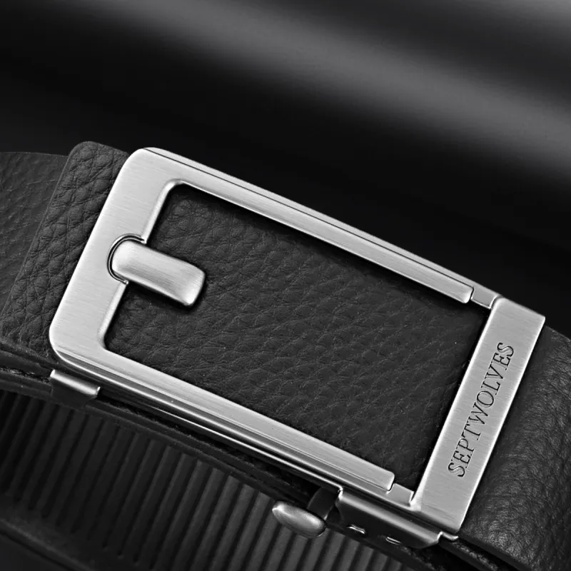 SEPTWOLVES Cow Leather No Tooth Automatic Buckle Belt Men's Width 3.4cm-2