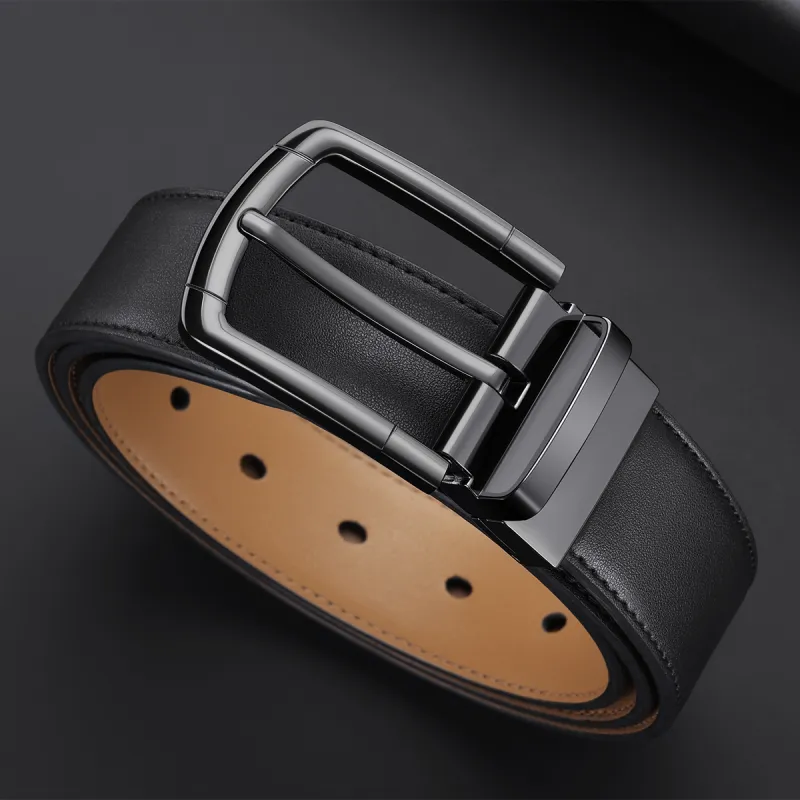 SEPTWOLVES Cow Split Leather Pin Buckle Belt Men's Width 3.5CM-2