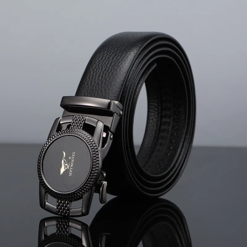 SEPTWOLVES Authentic Casual Business Leather Belt Leather Belts Men's Width  3.5cm-2