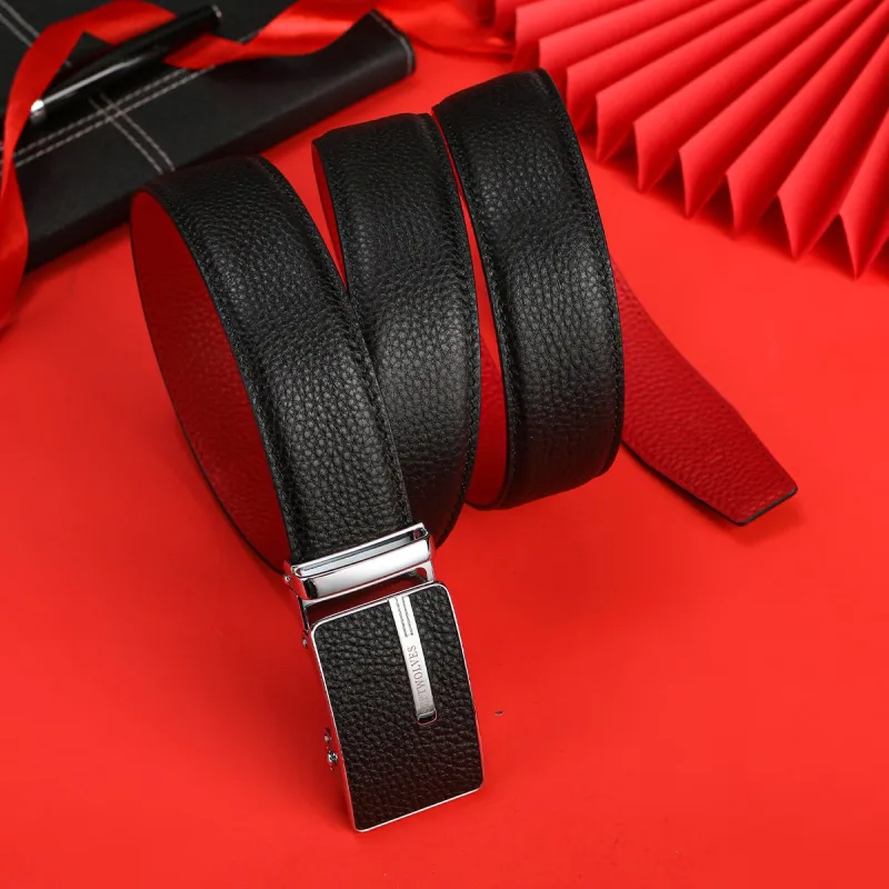 SEPTWOLVES Automatic Buckle Business Durable Leather Belts Men's Width 3.5CM-4