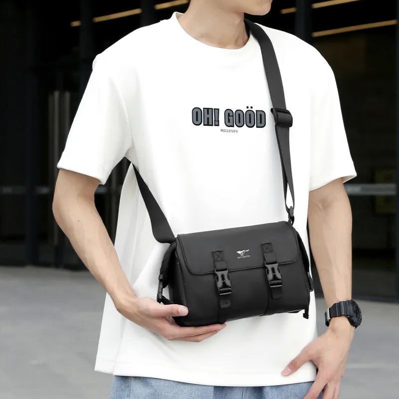 SEPTWOLVES Fabric Crossbody Bag, Shoulder Bag Large Size Men's Black-4