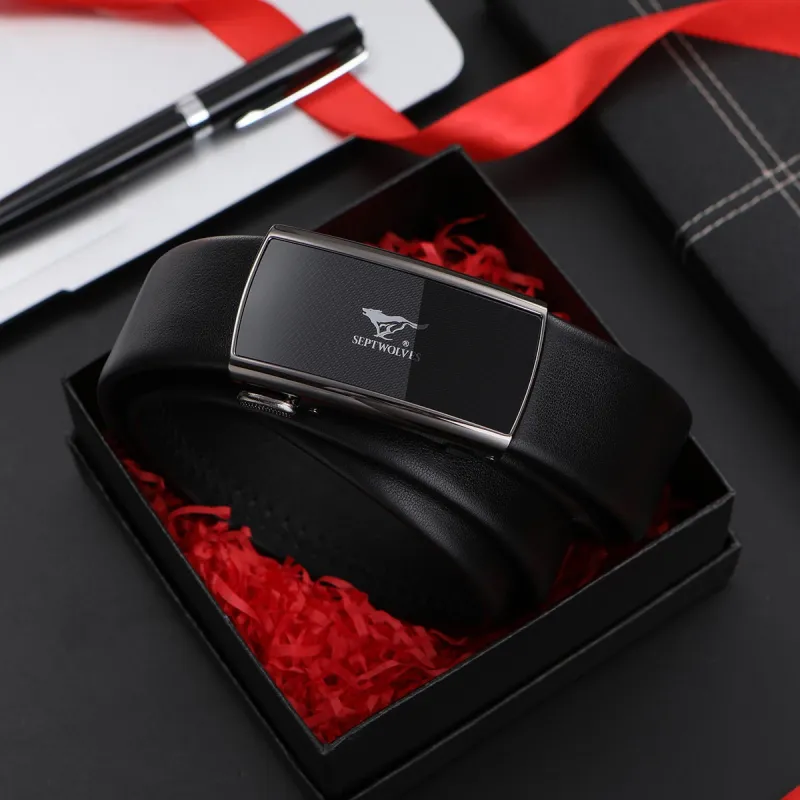 SEPTWOLVES Genuine Leather Business Advanced Comfortable Elegance Leather Belts Men's Width 3.5CM-5