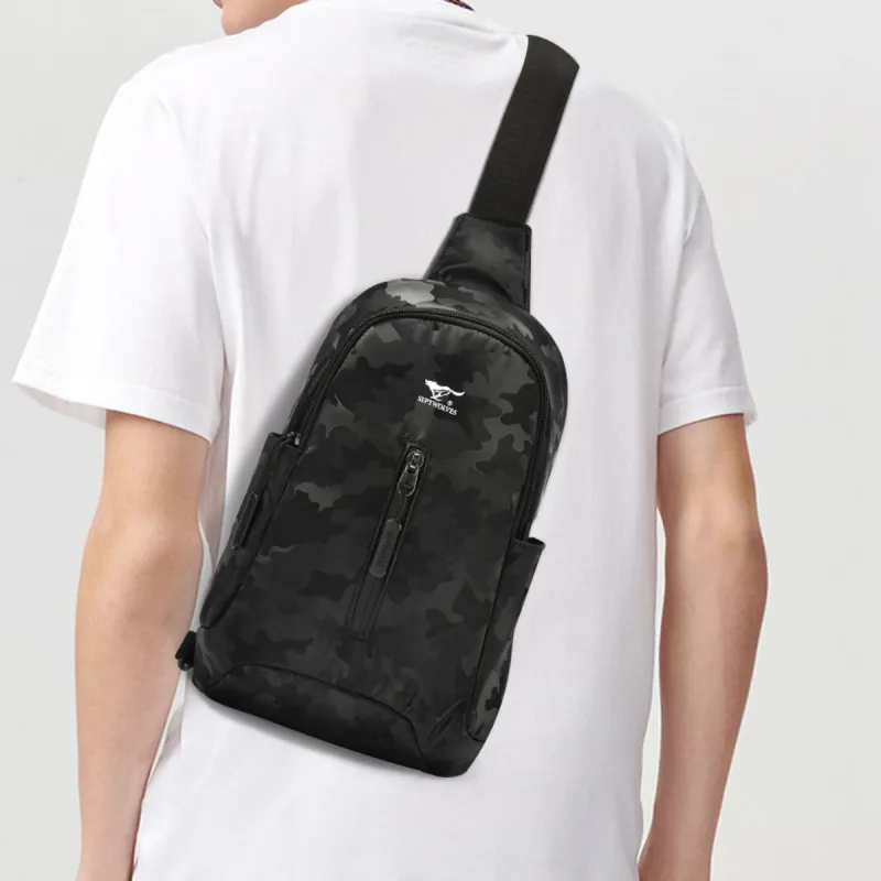 SEPTWOLVES Fabric Sling Bag Men's Camouflage Black-3
