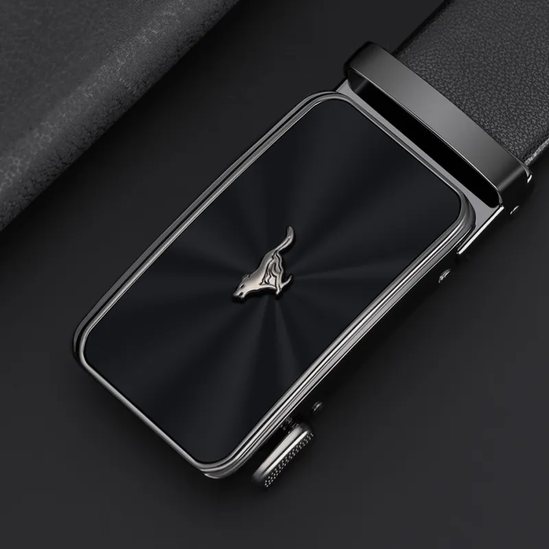 SEPTWOLVES Automatic Buckle Elastic Pants Belt Leather Belts Men's Width  3.5cm-3