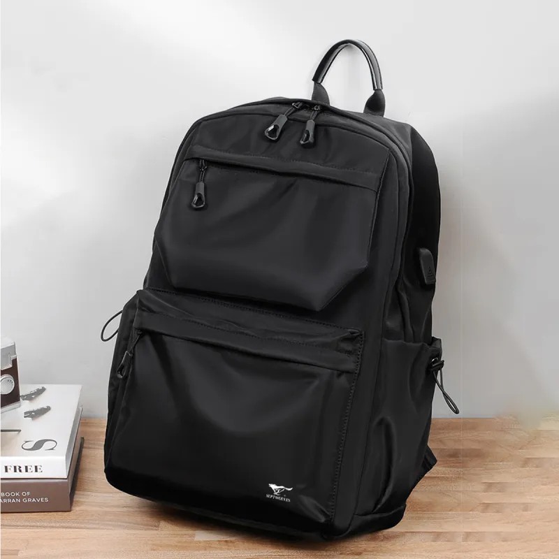 SEPTWOLVES Fabric Backpack Large Size Men's Black-3