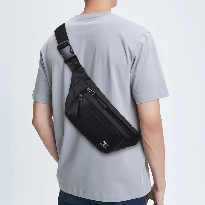 SEPTWOLVES Fabric Fanny Pack Men's Black-4