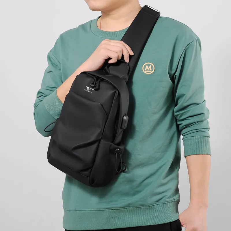 SEPTWOLVES Fabric Sling Bag Regular Men's Black/Gray-4