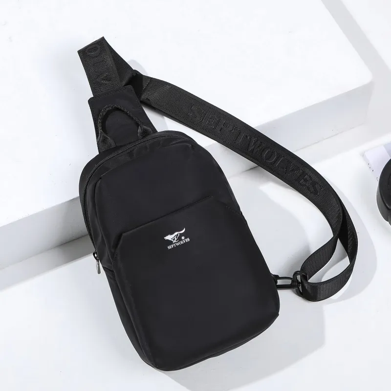 SEPTWOLVES Fabric Sling Bag Men's Black-4