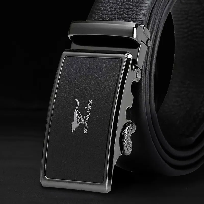 SEPTWOLVES Cow Leather Leather Belts Men's Width 3.5CM-3